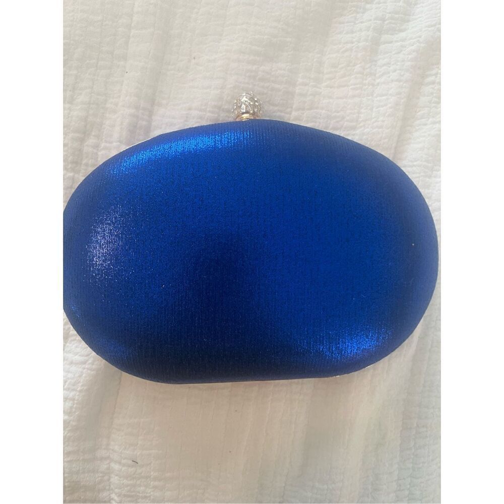 Ramla handmade Sparkling Blue Simulate Diamond Womens Clutch Handbag with strap - Picture 6 of 11